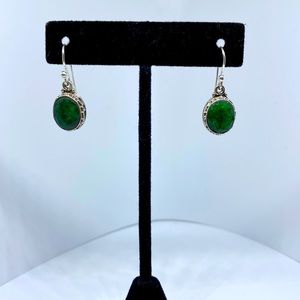 Green Emerald Earrings set in sterling silver